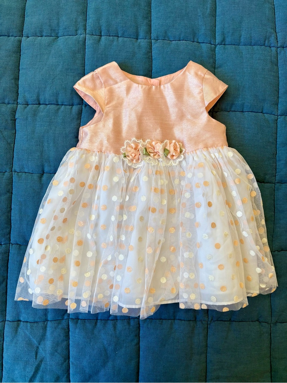 Girls' Pink Floral Tulle Dress, 6-9m